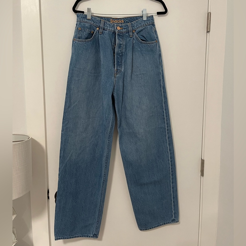 MOTHER Denim Snacks the pleated fun dip puddle in nothing else like it